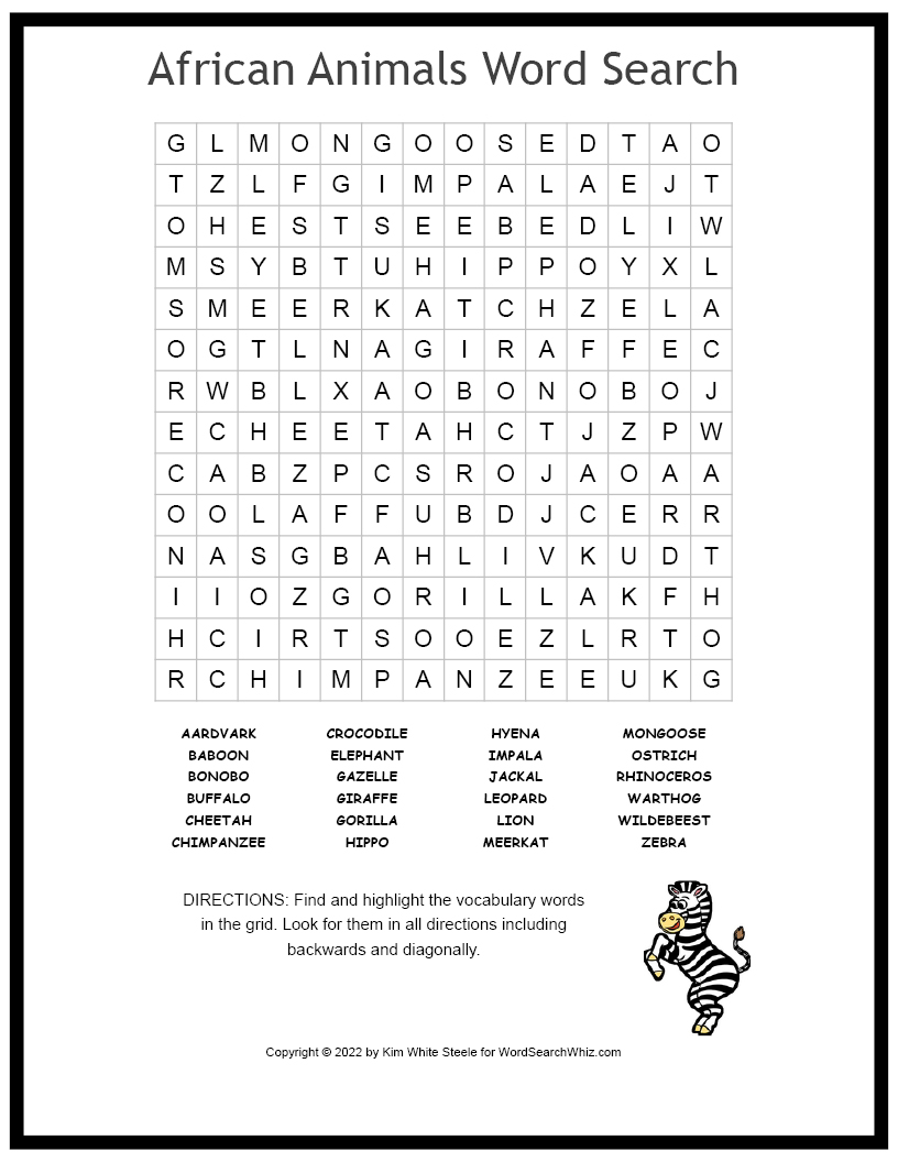 african-animals-word-search