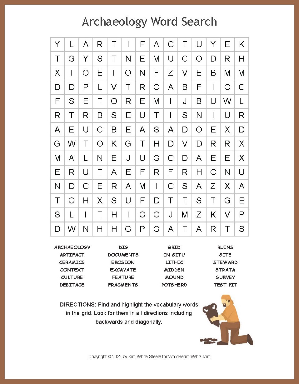 Archaeology Word Search