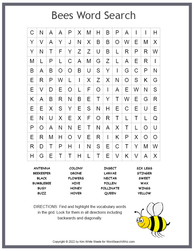 Bees Word Search