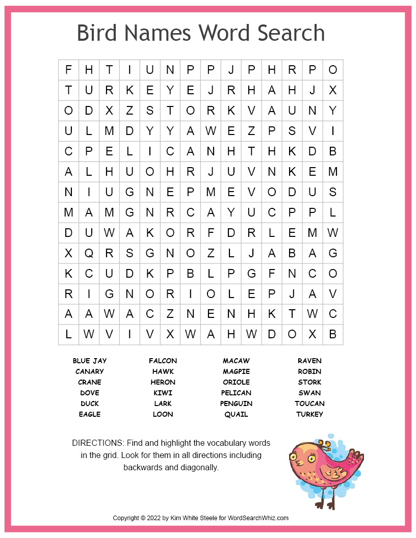 Bird Names Word Search