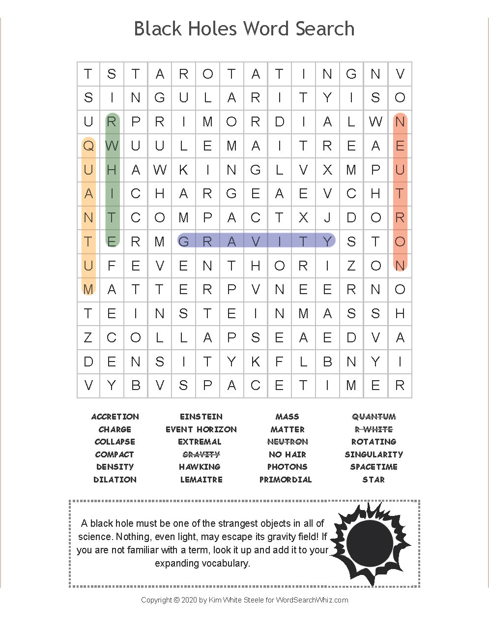 Black Holes Word Search