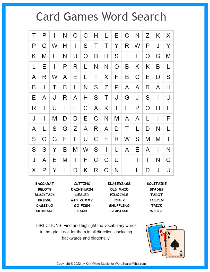 Card Games Word Search