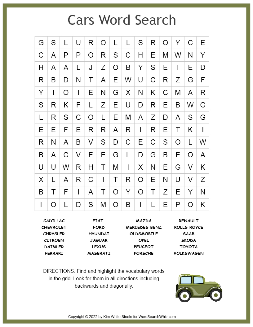 Cars Word Search Word Puzzles Word Search Puzzles Printables Halloween Word Search Gambaran