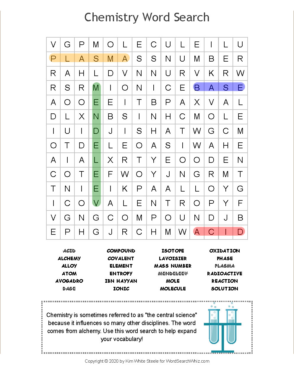Chemistry Word Search
