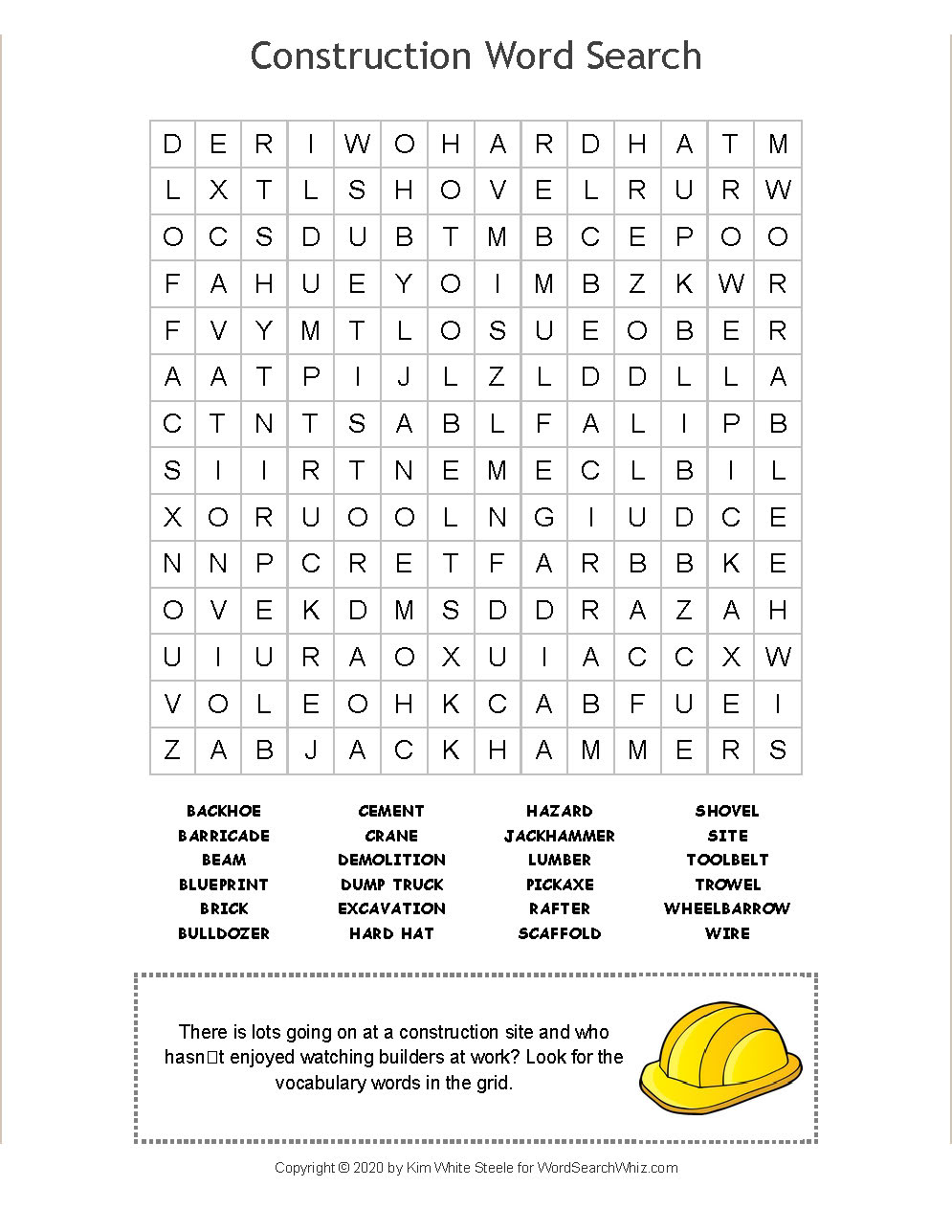 Construction Word Search Printable Printable Word Searches