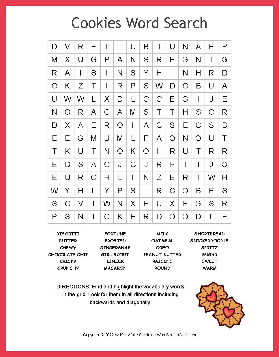 Cookies Word Search