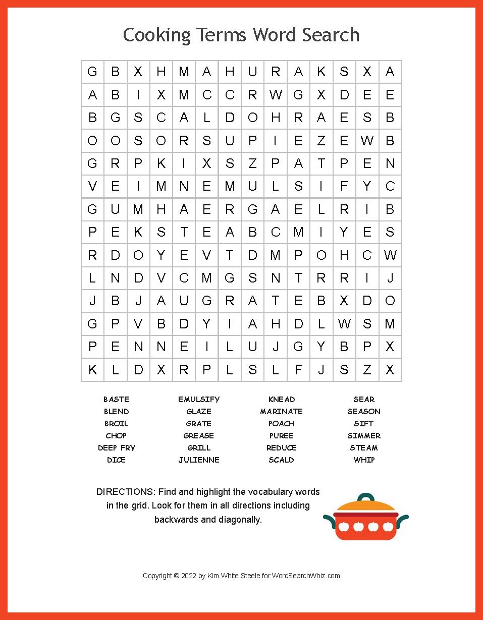 Cooking Terms Word Search