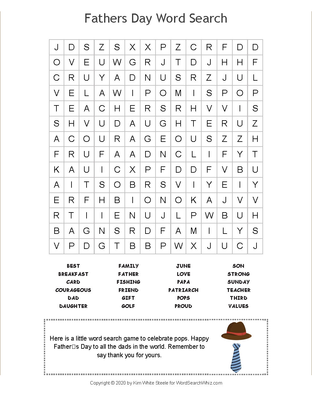 fathers day word search