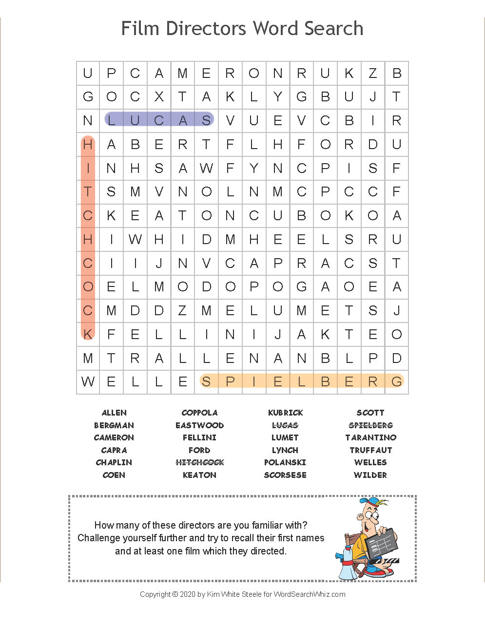 Film Directors Word Search