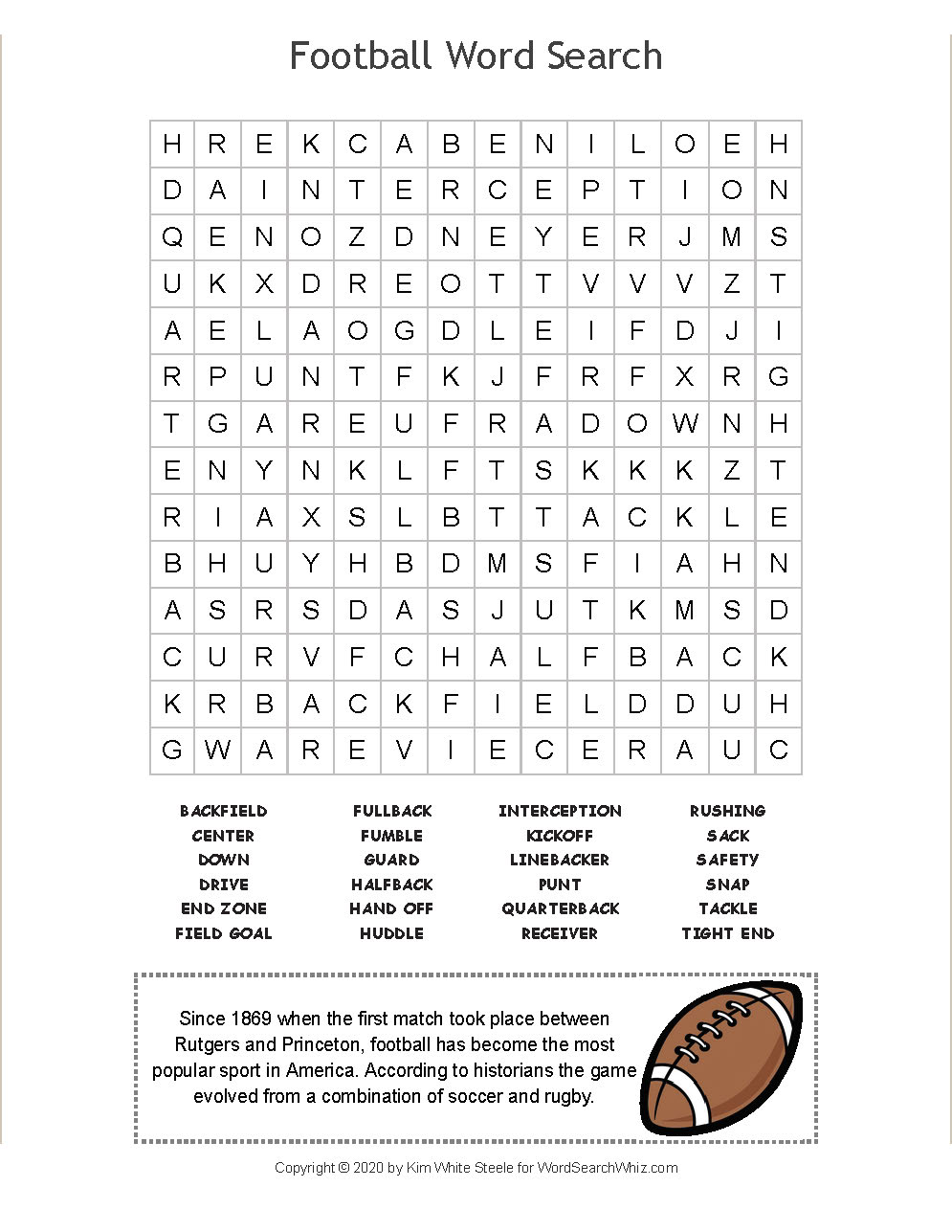 Football Word Search Printable - Printable Word Searches
