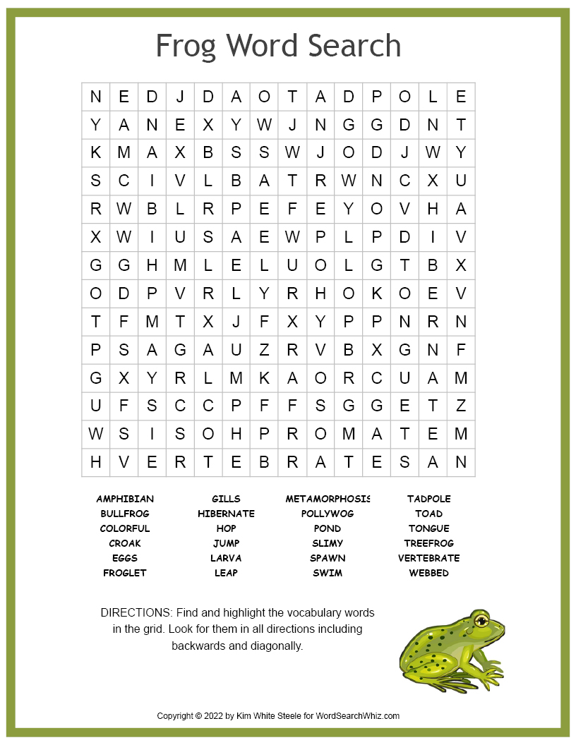 Frog Word Search