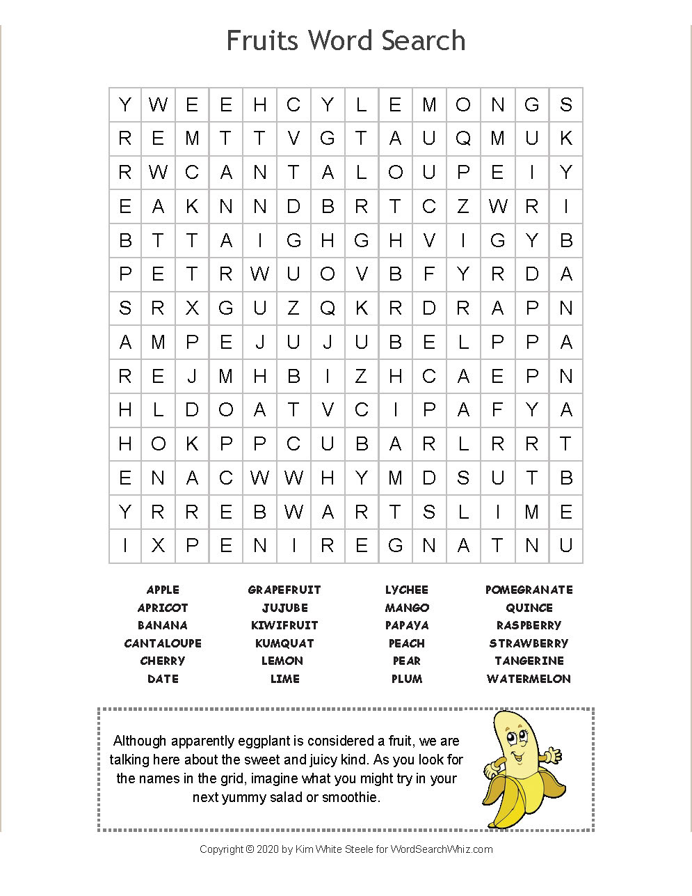 Fruits Word Search