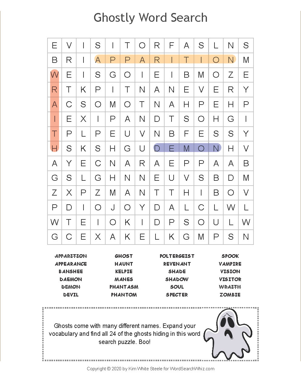 All Ghost Type Pokemon Word Search - WordMint