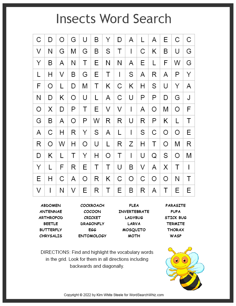 Insects Word Search