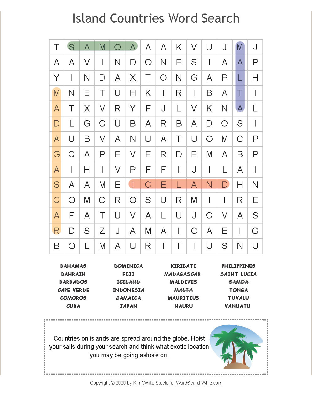 Island Countries Word Search