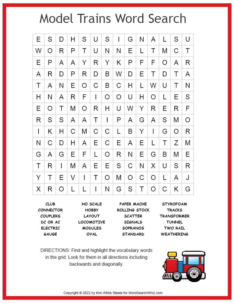 Model Trains Word Search