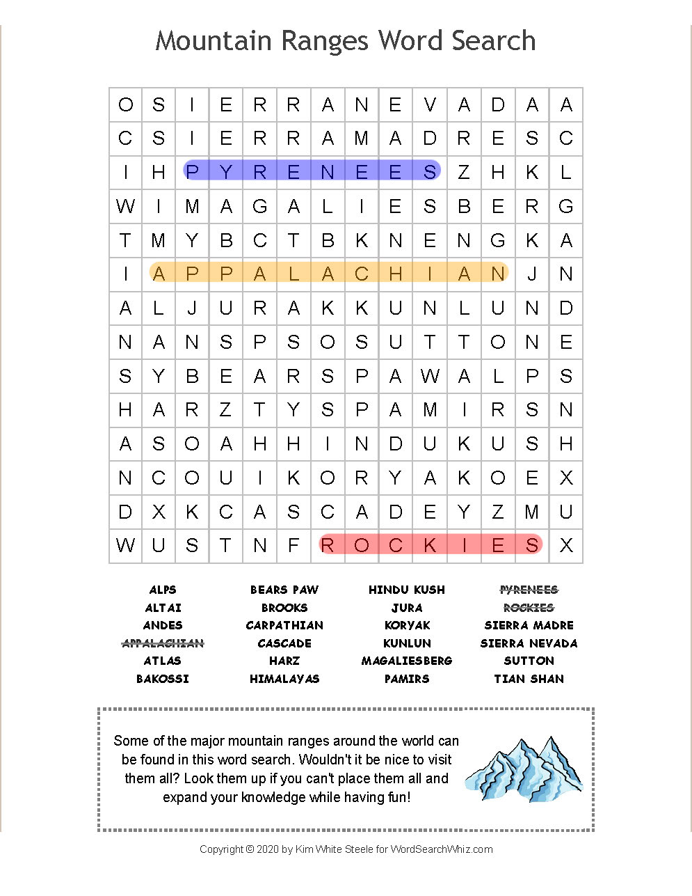 Mount Everest Word Search