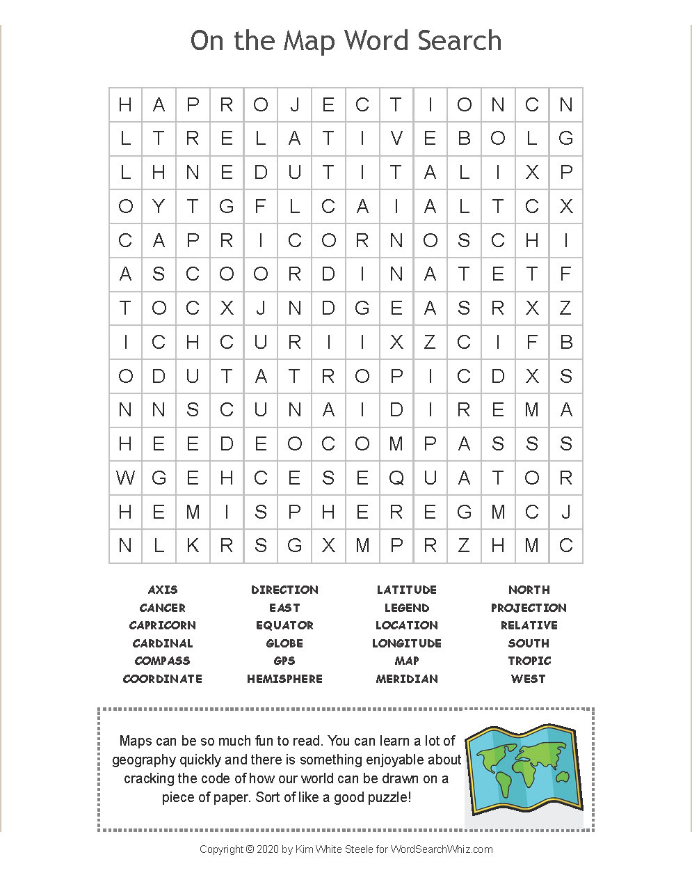 Map Word Search Printables