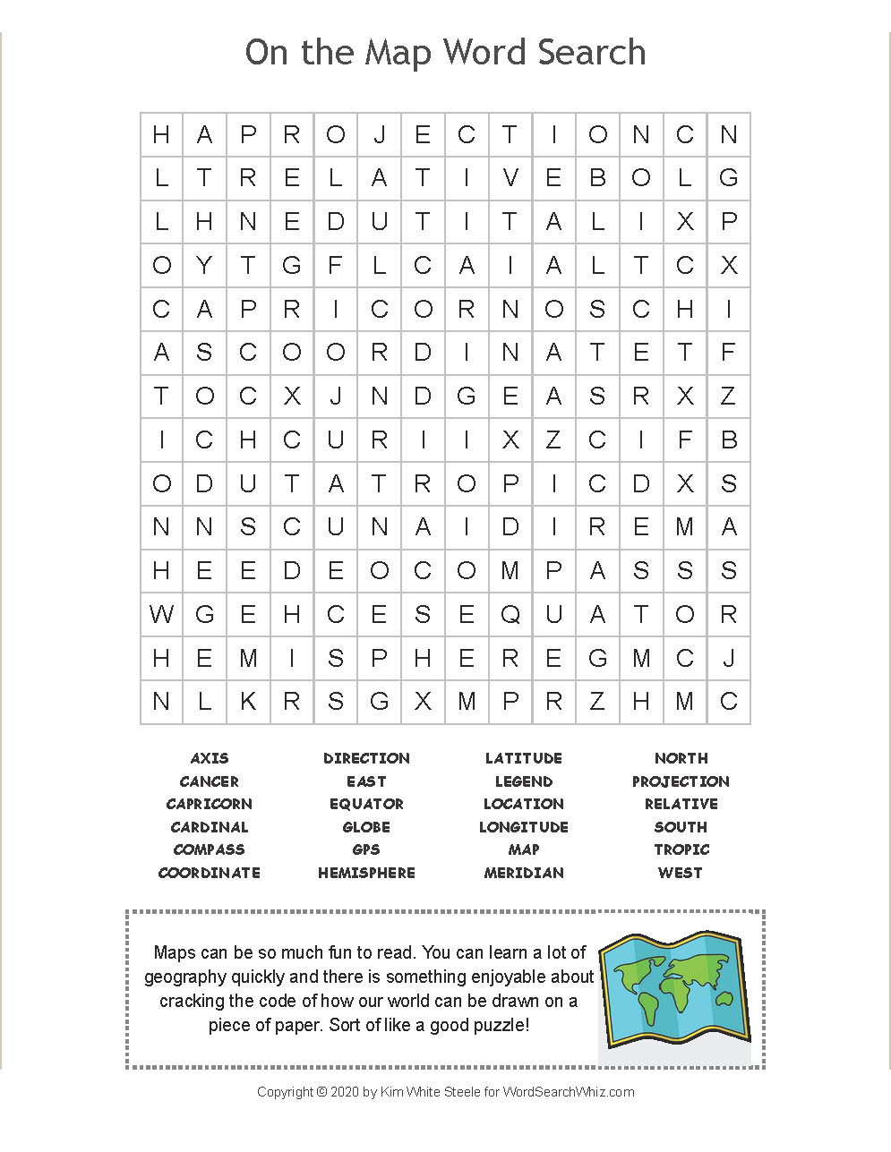 On The Map Word Search