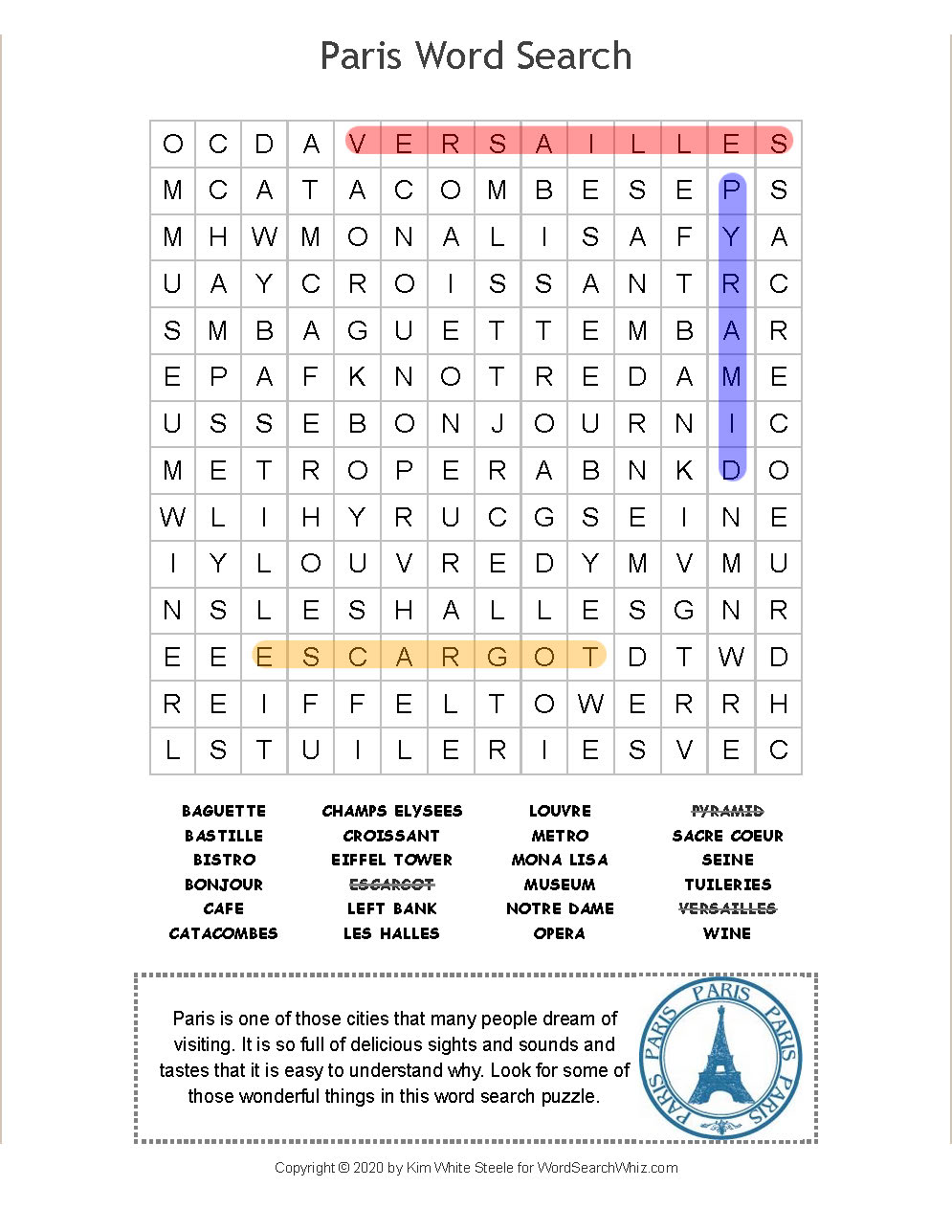 Paris Word Search