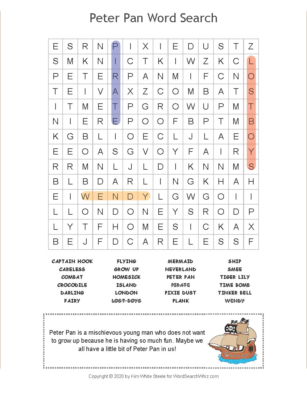 Peter Pan Word Search