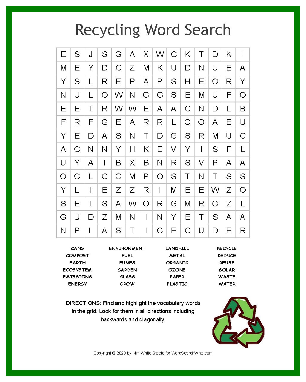 Recycling Word Search