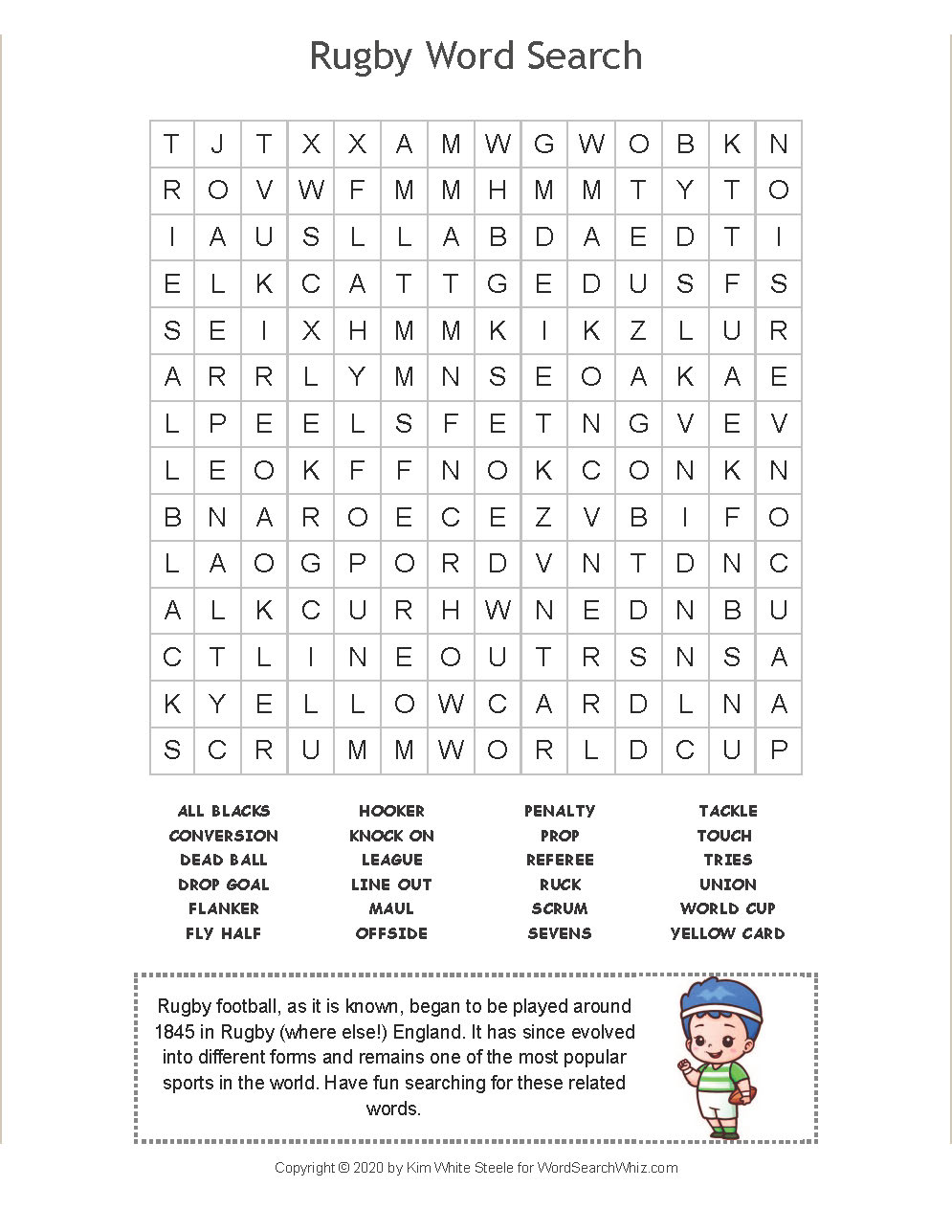 Rugby Word Search