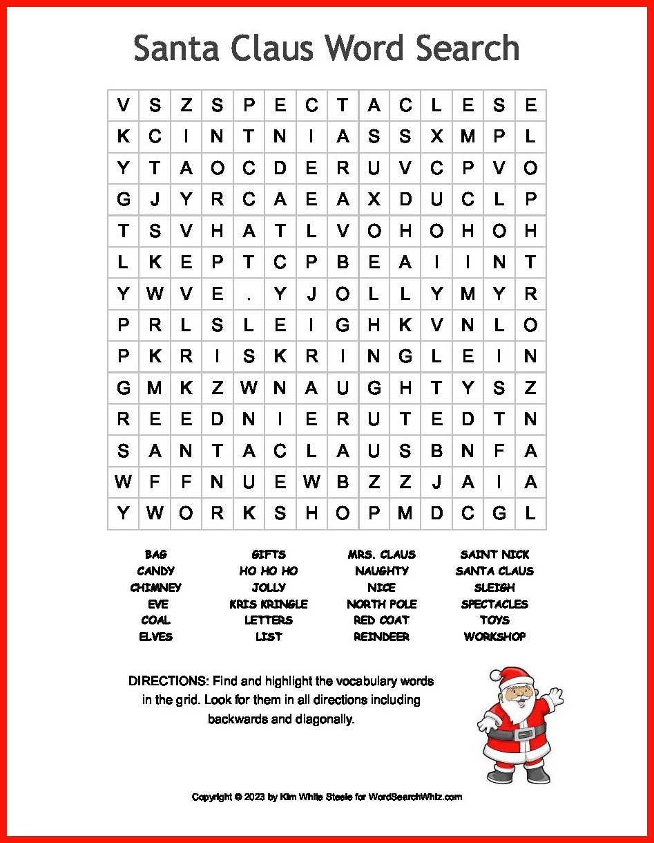 Santa Claus Word Search