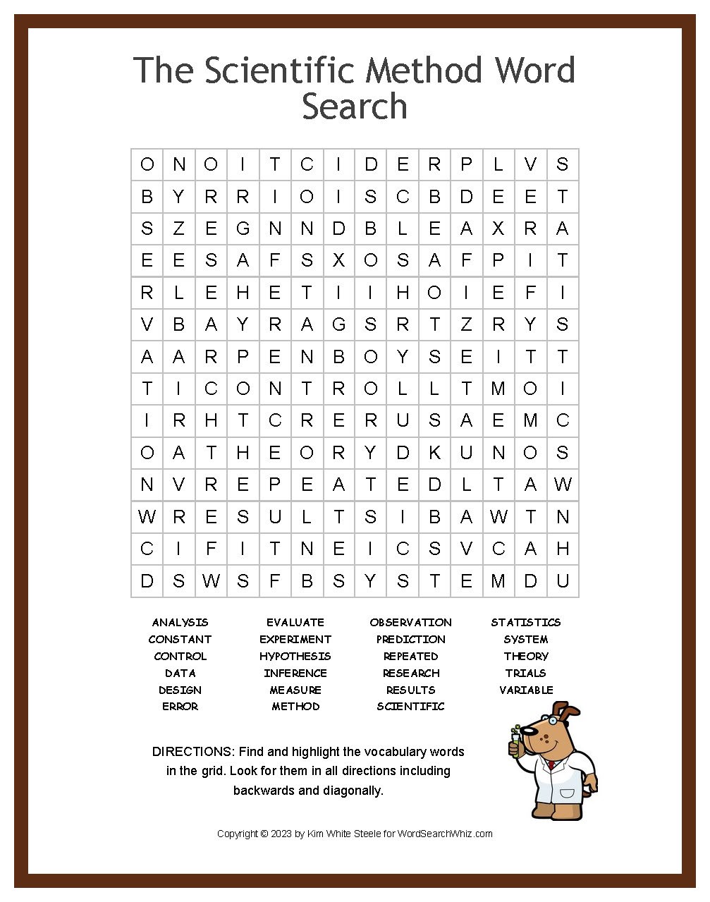 scientific method word search answer key