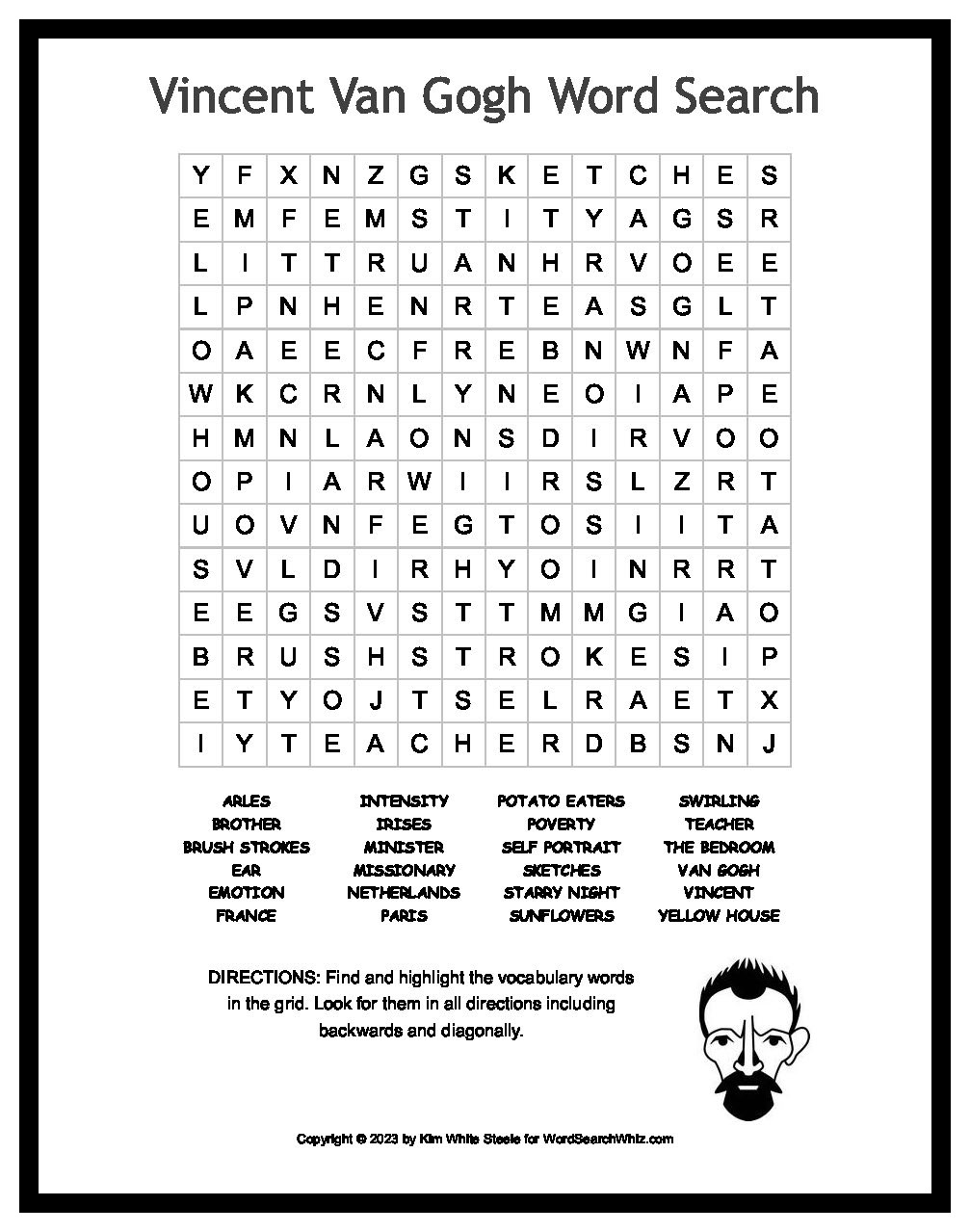 vincent-van-gogh-word-search